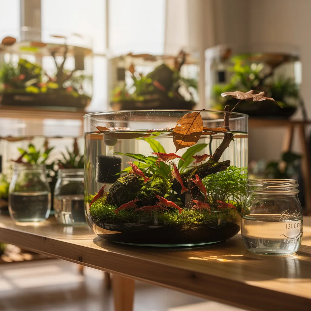 Nachhaltige Kleinzucht mit bepflanzten Nano-Becken, natürlicher Filterung und Seemandelbaumblättern