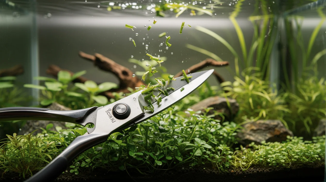 Aquarienpflanzen schneiden — Richtig kürzen und zurückschneiden: Aufsitzerpflanzen pflegen — Rhizom teilen, Blätter entfernen