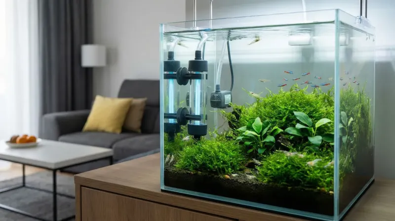 UV-Klärer im Einsatz gegen trübe Wasserfärbung im Aquarium