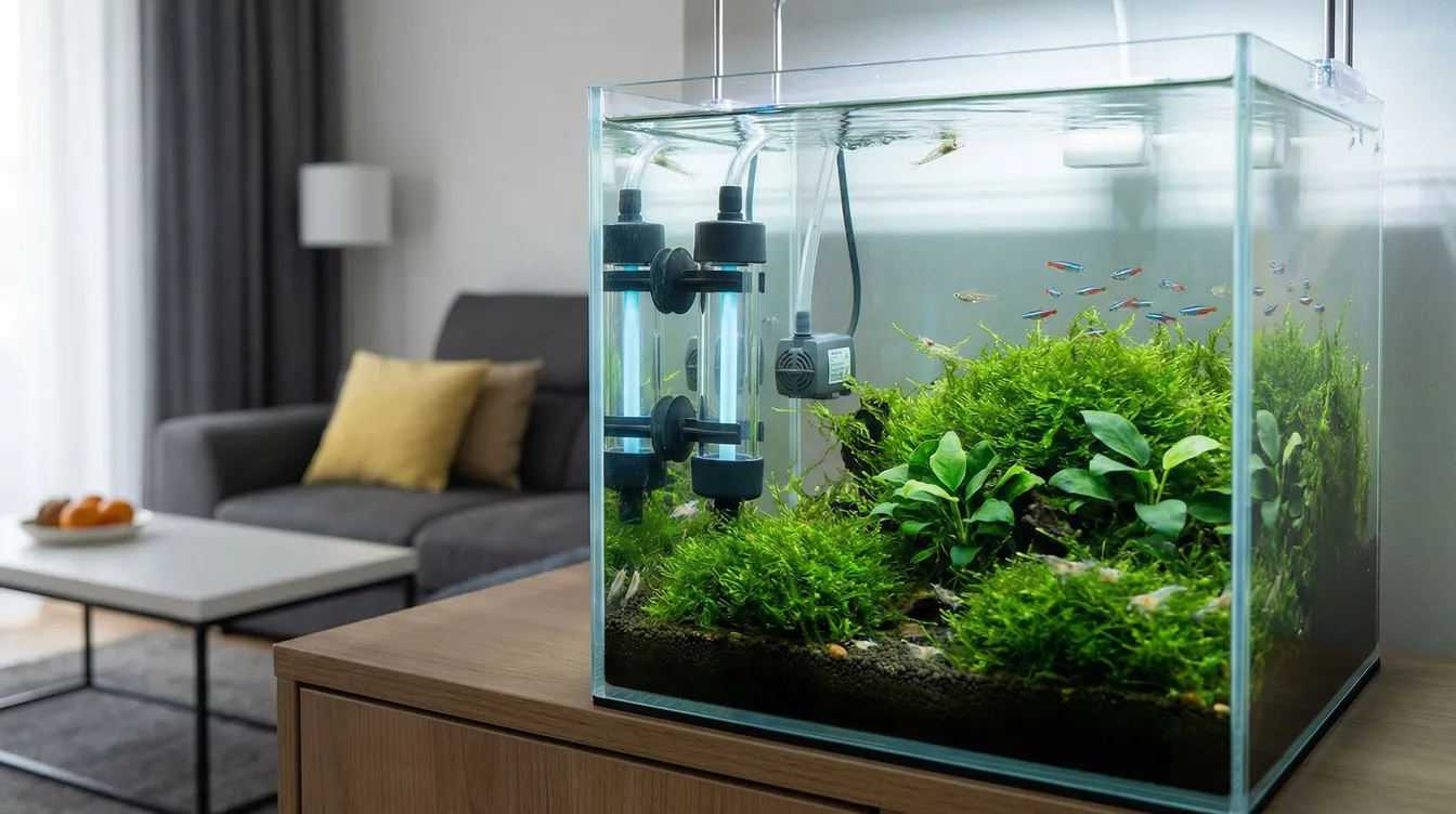 UV-Klärer im Einsatz gegen trübe Wasserfärbung im Aquarium