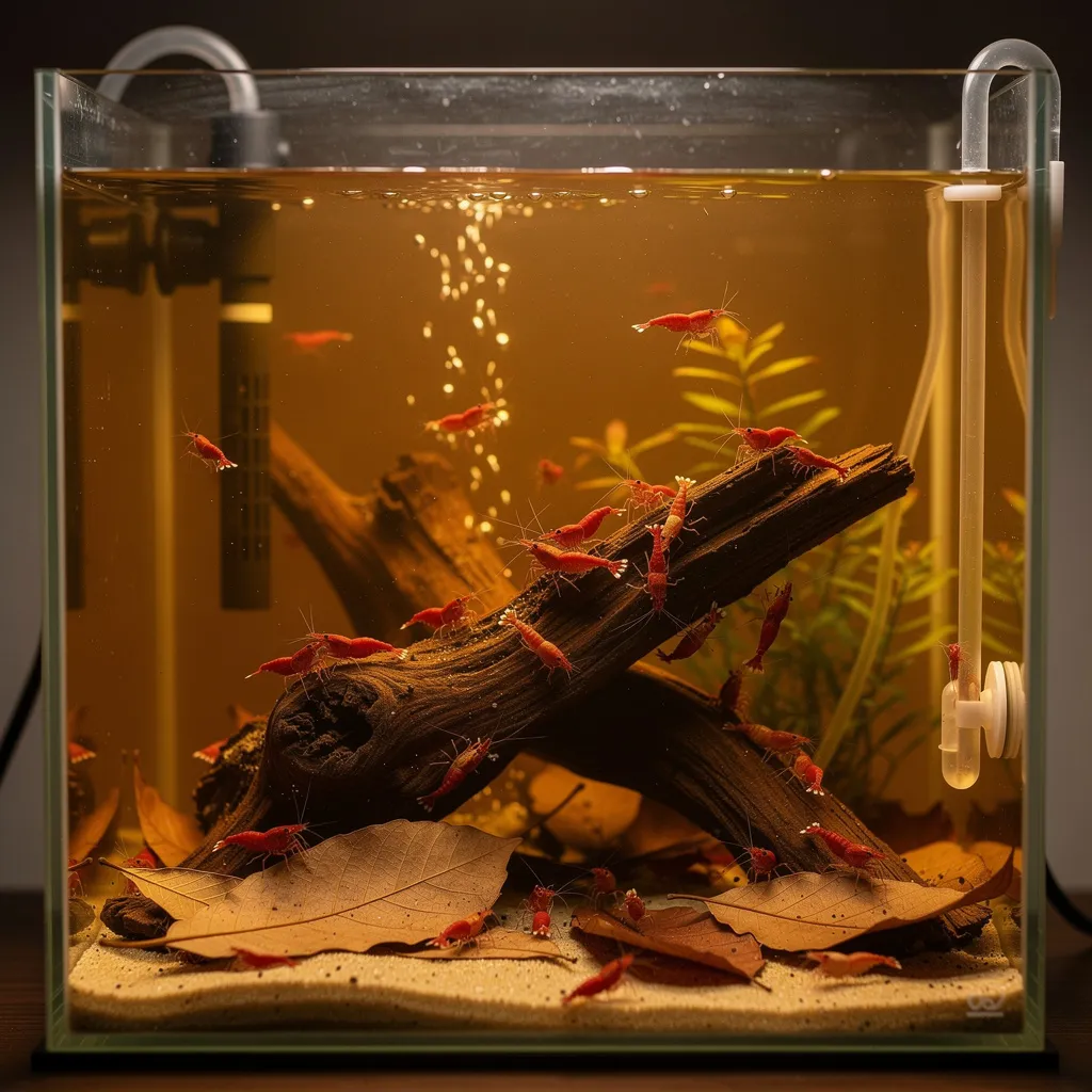 Braun gefärbtes Aquarienwasser durch Huminstoffe aus Wurzelholz und Blättern