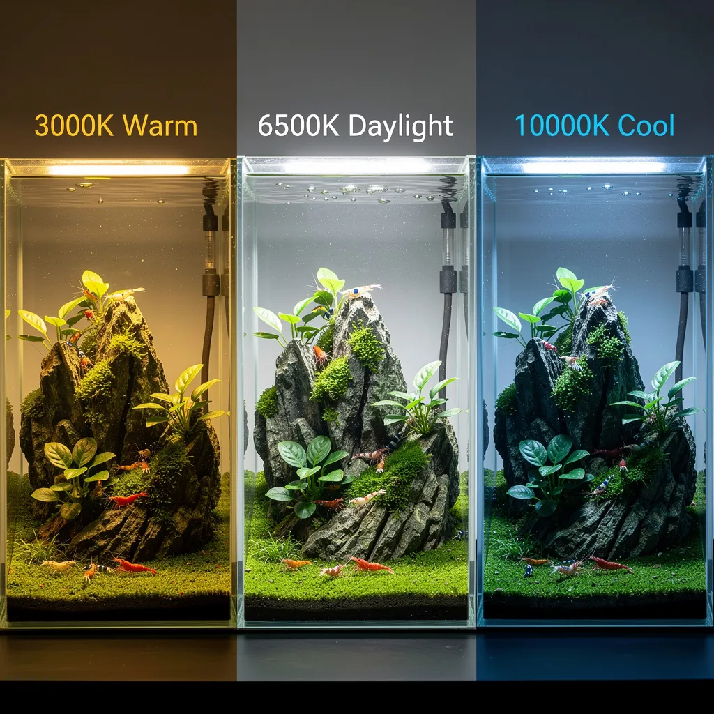Aquascape unter 6500K Tageslicht-LED: Natürliche Farben bei Pflanzen, Steinen und Garnelen