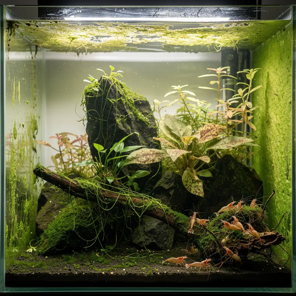 Algenproblem durch zu starkes Licht ohne CO2: Fadenalgen, Grünalgen und kümmernde Pflanzen