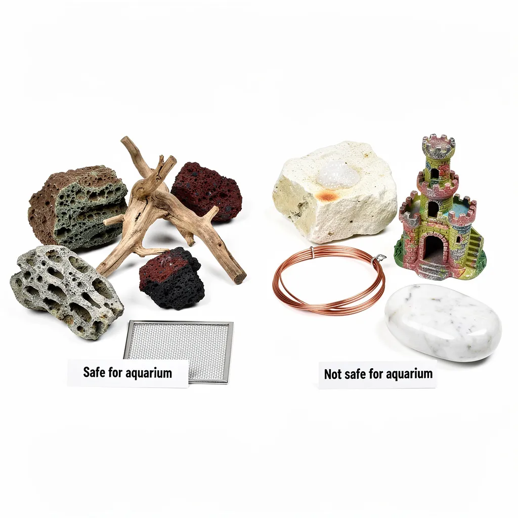 Garnelensichere Materialien im Vergleich zu problematischen Dekoartikeln