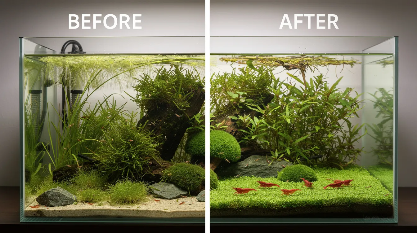 Aquascaping-Pflege: Trimmen, Düngen und Langzeitpflege für Garnelenbecken: Pflanzen trimmen und schneiden