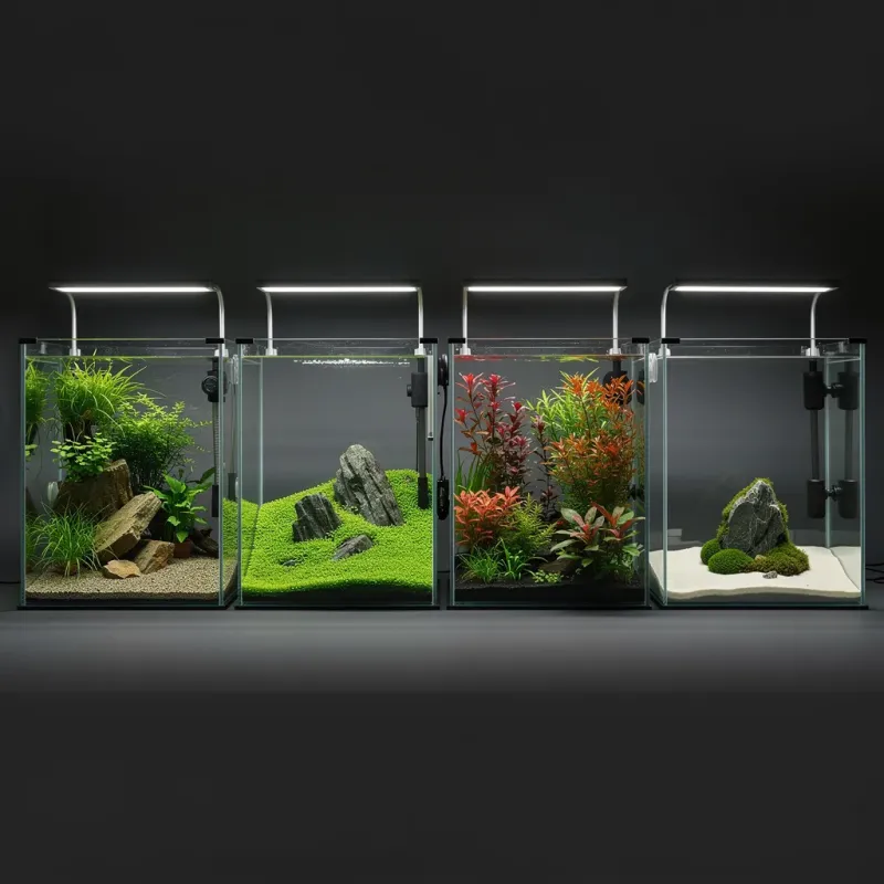 Vier Aquascaping-Stile im Vergleich: Nature Aquarium, Iwagumi, Dutch Style und Zen-Stil