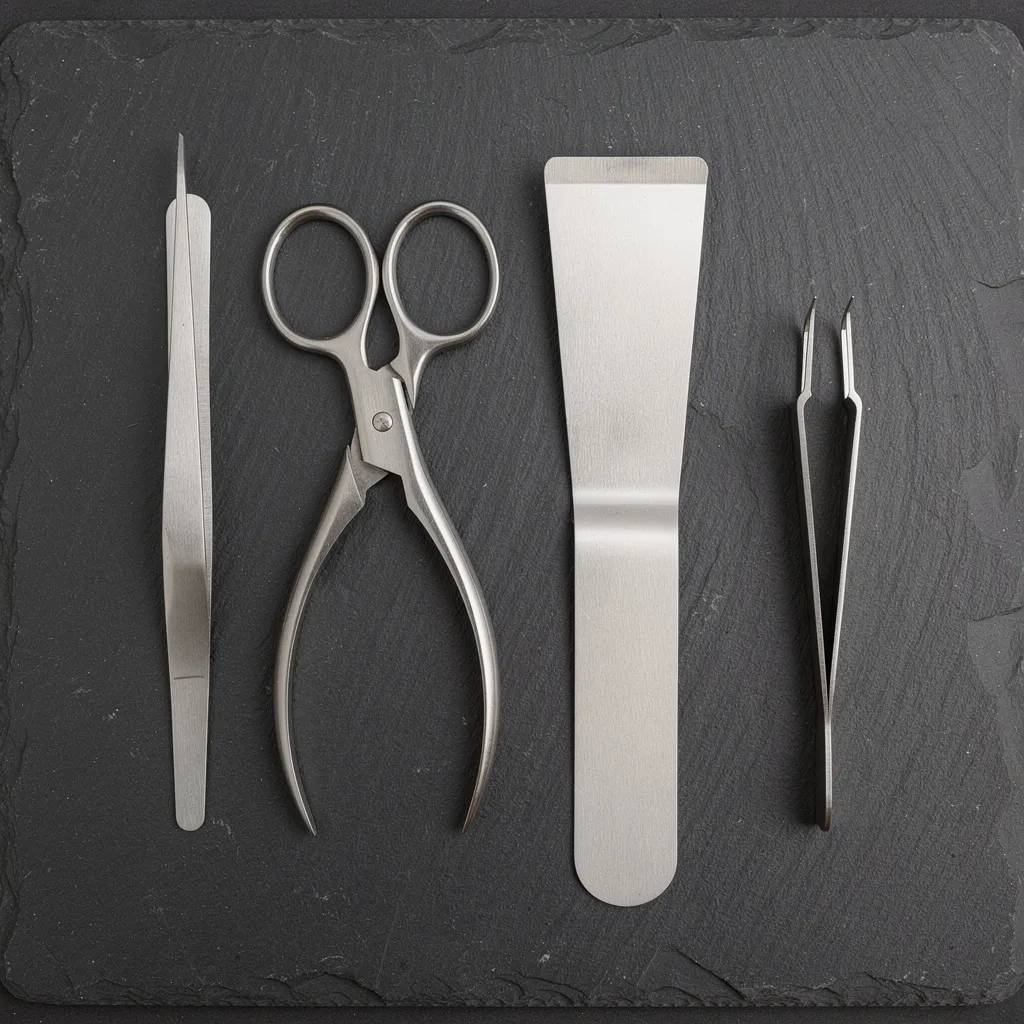 Bodengrund wird mit Edelstahl-Spatel im Aquarium modelliert und geglättet