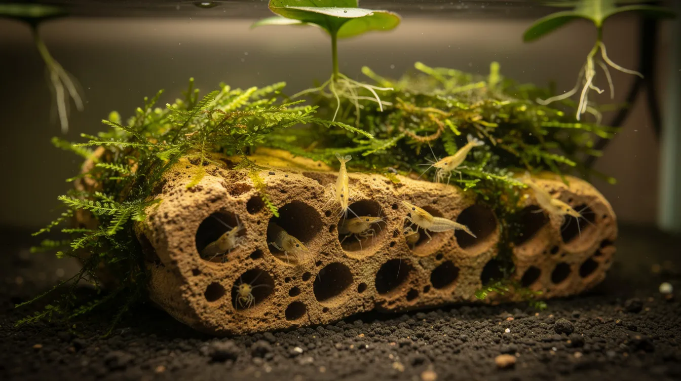 Babygarnelen aufziehen: Futter, Schutz und die ersten Wochen: Natürliches Futter: Biofilm und Aufwuchs