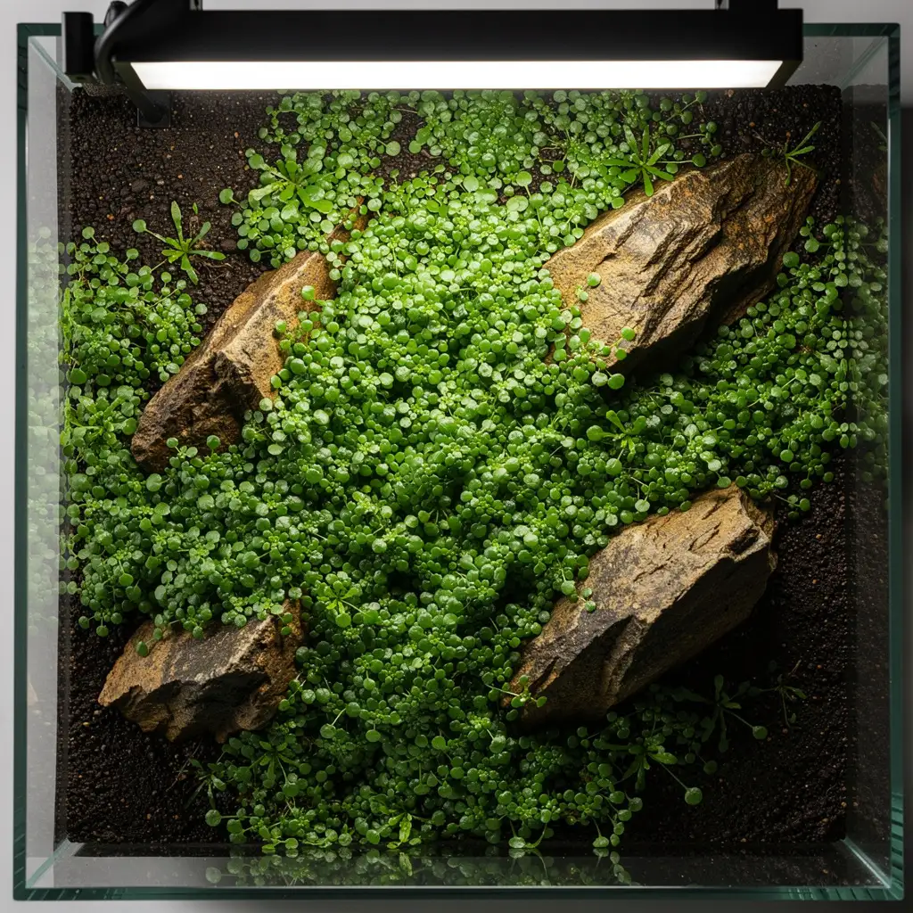 Ergebnis der Dry-Start-Methode nach 6 Wochen: Dichter Monte-Carlo-Teppich vor dem Fluten