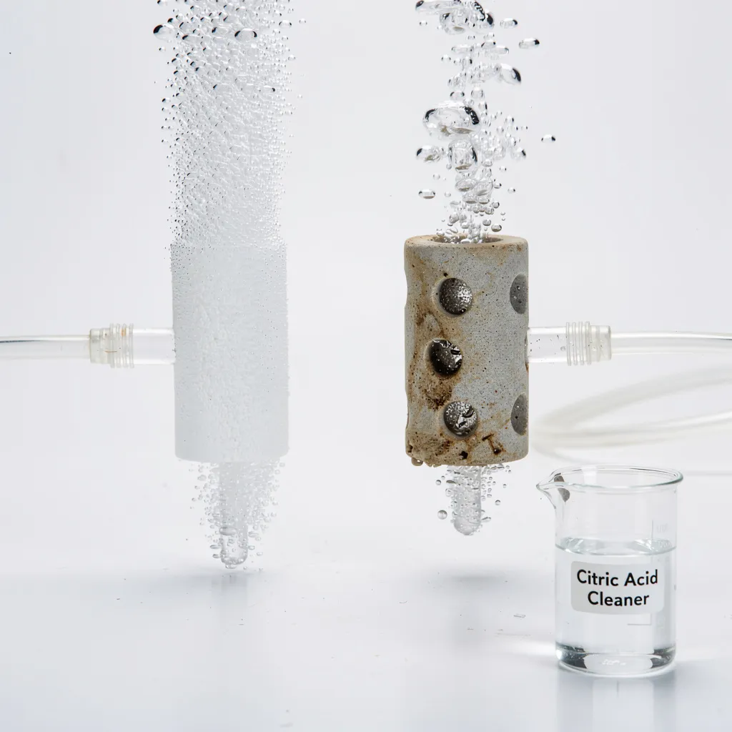 CO2-Diffusor-Vergleich: Neuer Diffusor mit Feinnebel vs. verstopfter Diffusor mit Großblasen