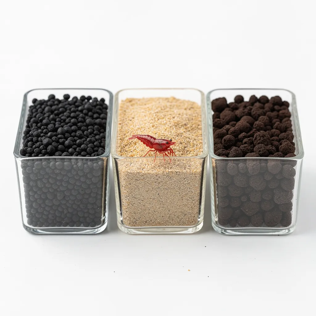 Vergleich dreier Bodengrund-Typen für Garnelenbecken: Kies, Sand und Soil