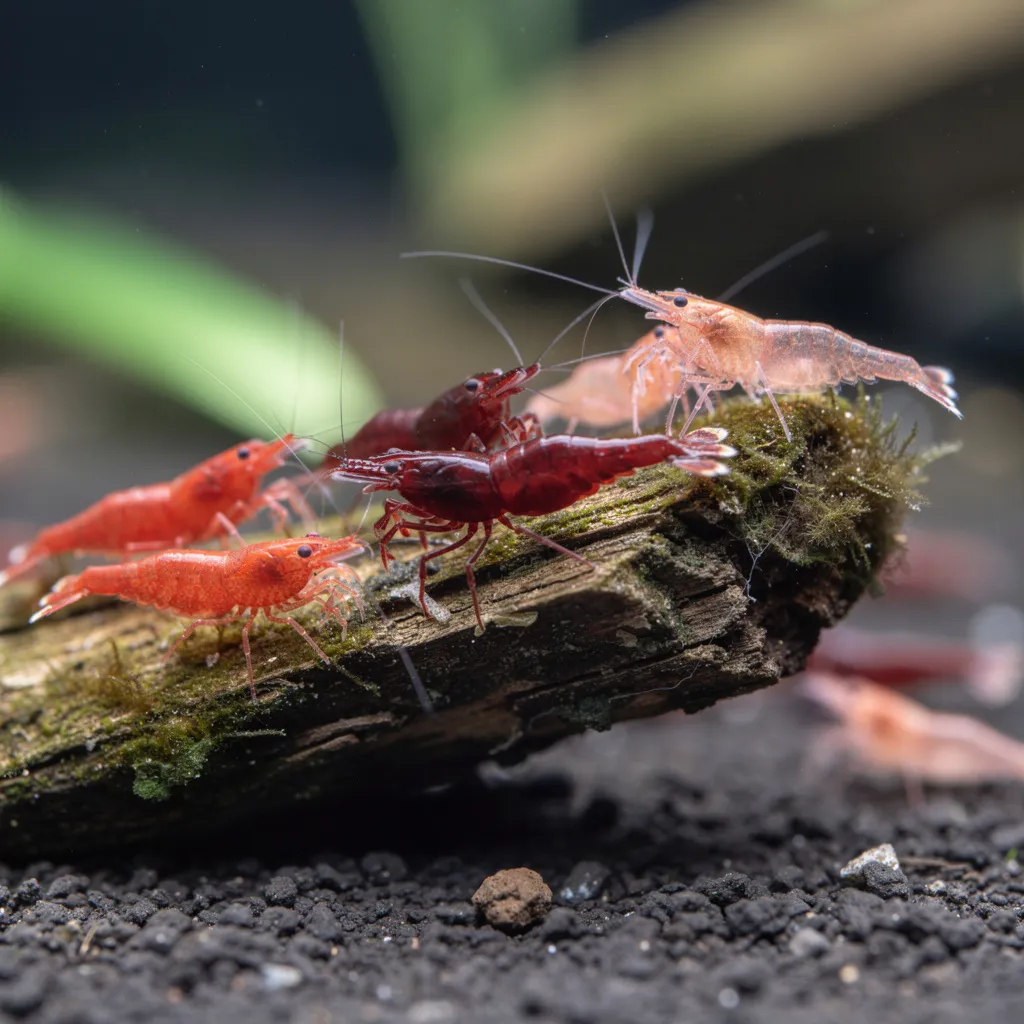 Natürliche Farbvariation in einer Garnelen-Kolonie — Genetik bestimmt die Grundfarbe
