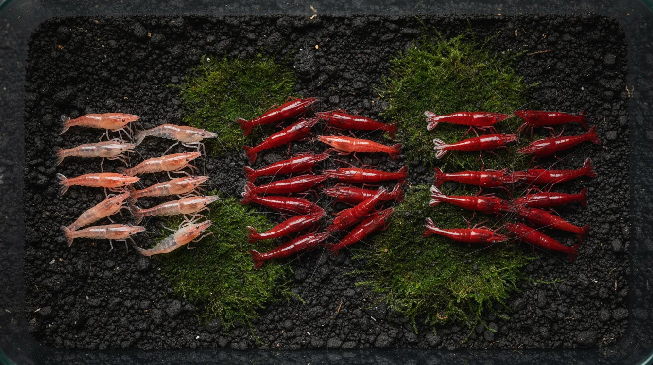 Farbe verstärken bei Neocaridina: Futter, Licht, Genetik: Farbförderndes Futter: Astaxanthin, Spirulina und Co.