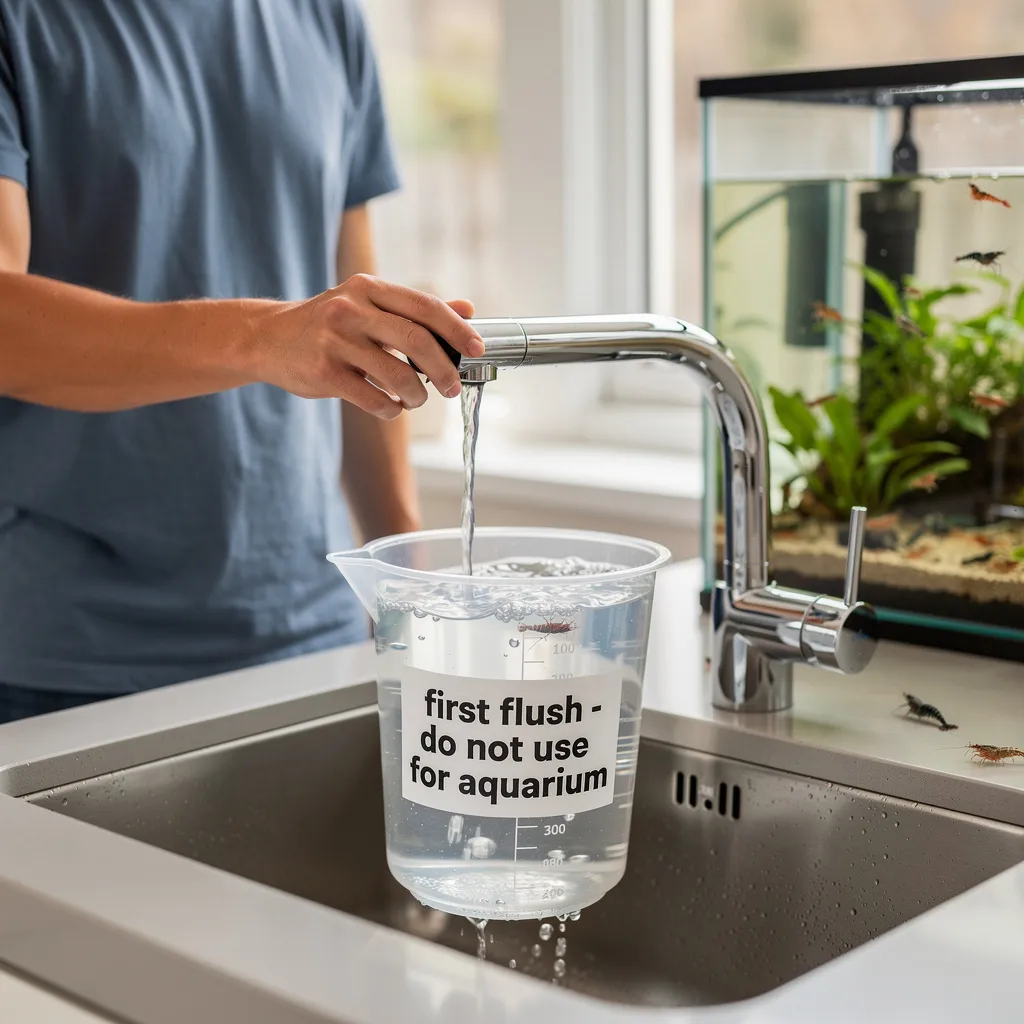 Leitungswasser ablaufen lassen als Prävention gegen Kupfer im Garnelenbecken