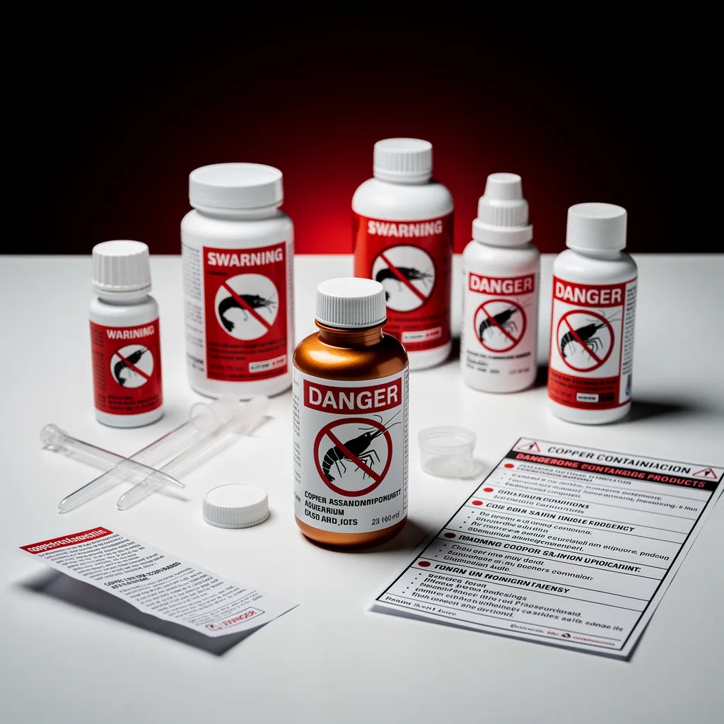 Gefährliche Fischmedikamente mit Kupfer und Warnhinweisen – für Garnelen ungeeignet und tödlich