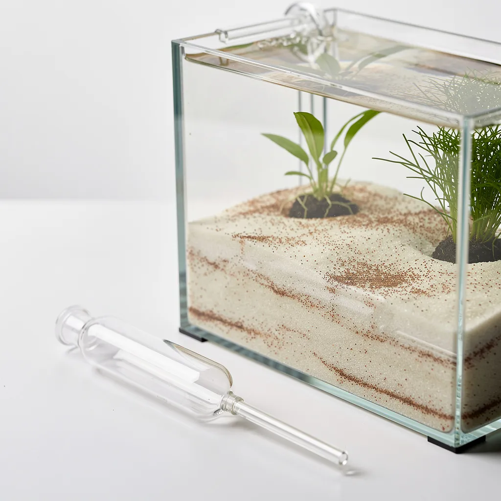 Gezieltes Mulm-Absaugen im Garnelenbecken mit einem dünnen Schlauch