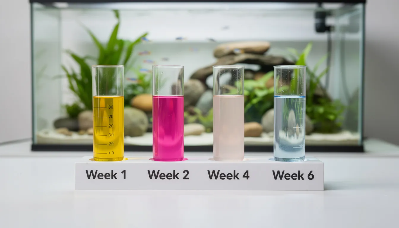 Einfahrzeit-Verlauf: Wassertest-Ergebnisse verbessern sich über 6 Wochen