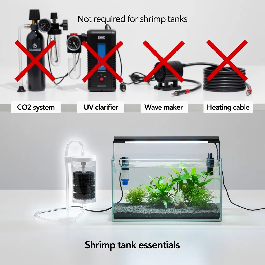 Unnötige Technik wie CO2-Anlage und UV-Klärer neben dem simplen Schwammfilter