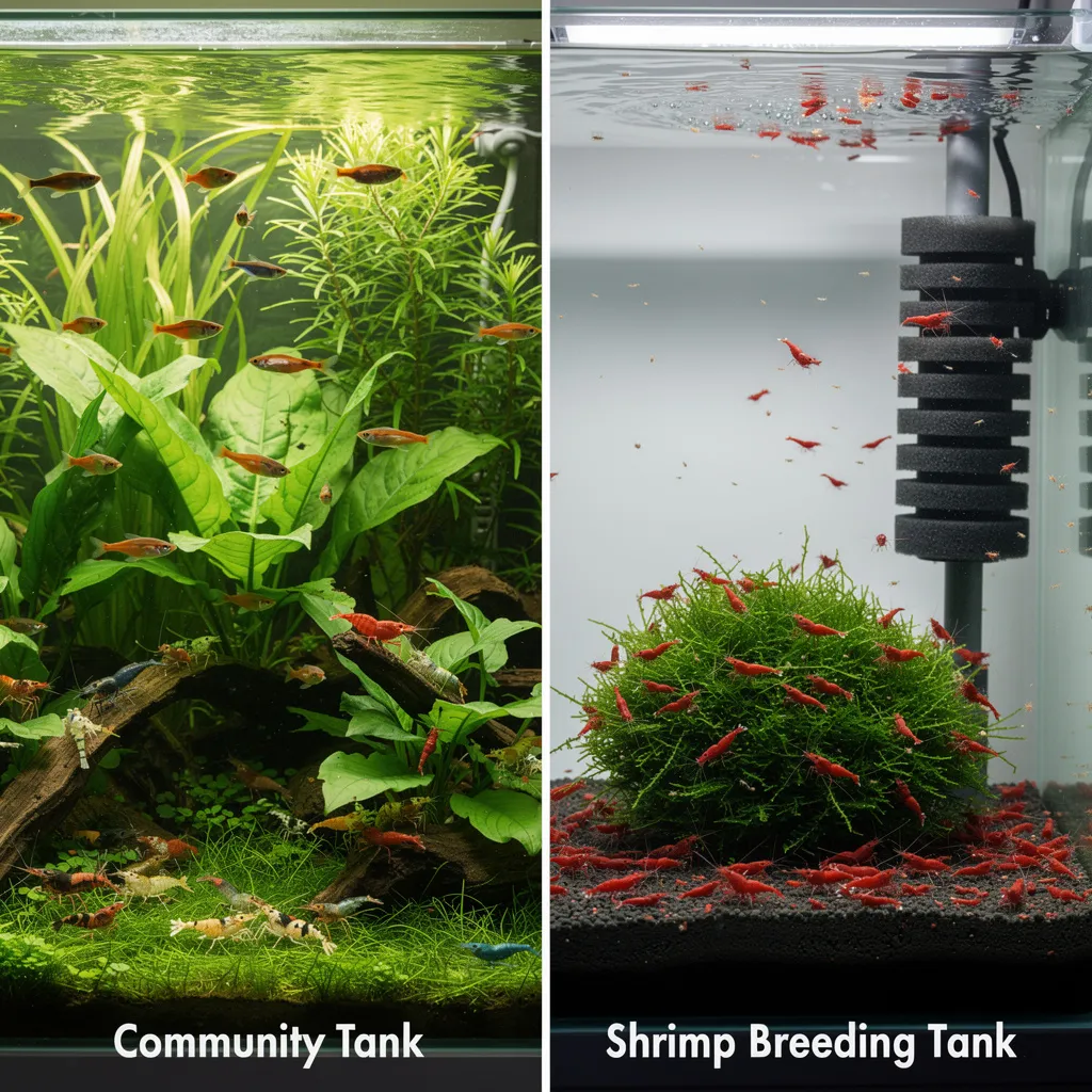 Vergleich: Gemeinschaftsbecken mit Fischen und Garnelen vs. reines Garnelen-Zuchtbecken