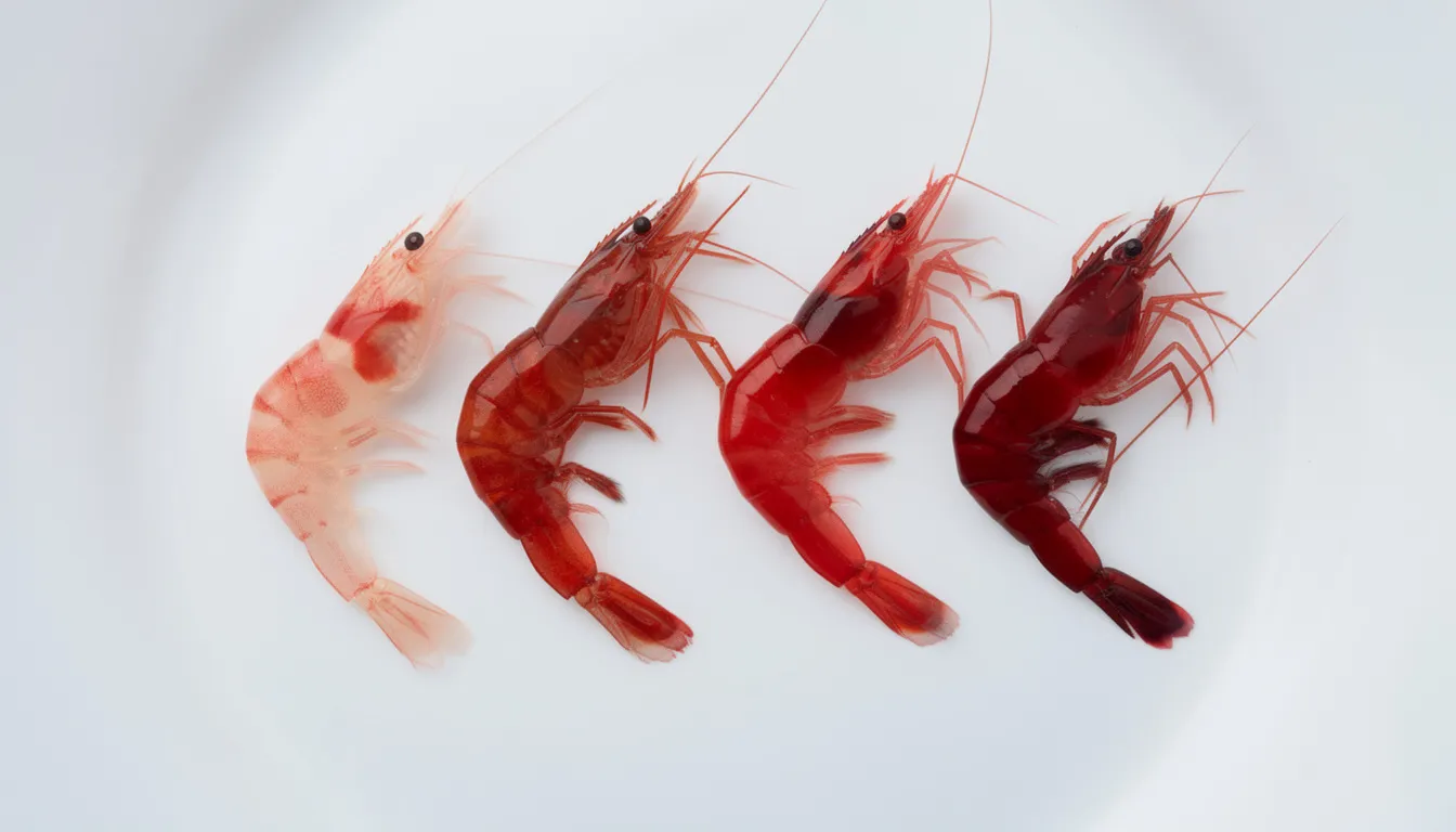 Rote Neocaridina in vier Grading-Stufen: Cherry, Sakura, Fire Red und Painted Fire Red