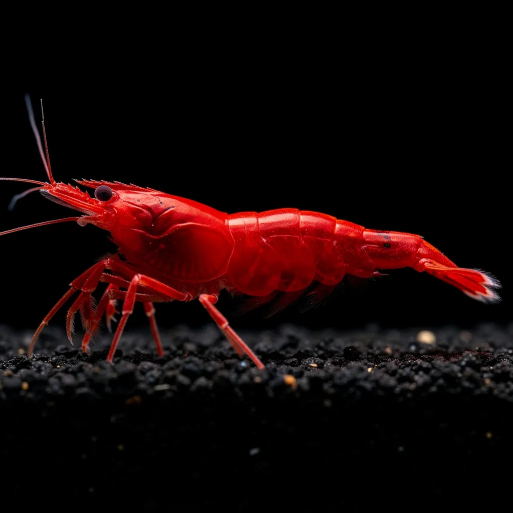 Painted Fire Red Garnele in Nahaufnahme zeigt perfekte Farbdeckung ohne transparente Stellen als höchste Grading-Stufe