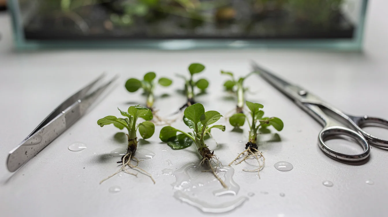 Javafarn im Aquarium — Pflege, Sorten und Vermehrung: Vermehrung — Adventivpflanzen, Rhizomteilung und ein Trick mit alten Blättern