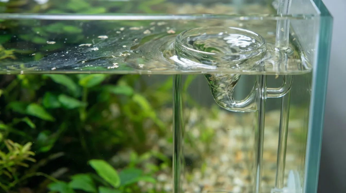 Oberflächenabsauger (Skimmer) entfernt Kahmhaut im Aquarium automatisch