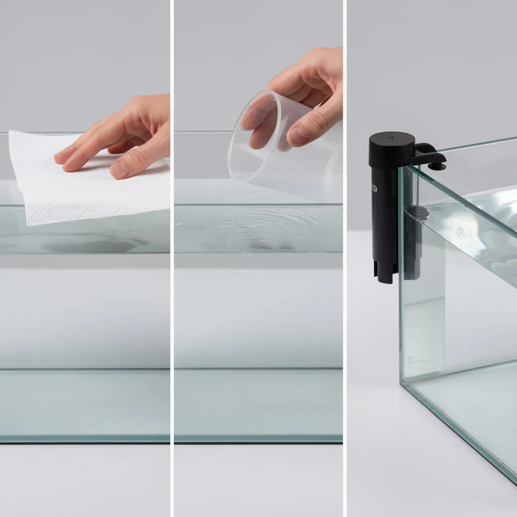 Drei Methoden zur Kahmhaut-Entfernung: Kuechenpapier, Becher und Skimmer