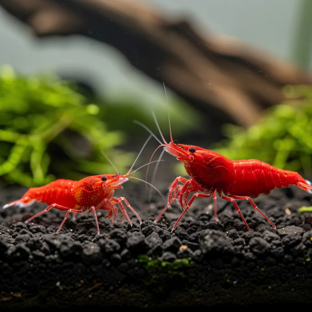 Vergleich einer vitalen Garnele mit einem Tier mit Inzuchtmerkmalen in derselben Farblinie