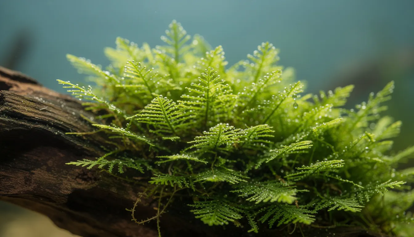 Christmas-Moos auf Wurzelholz mit typischer Tannenbaum-Wuchsform