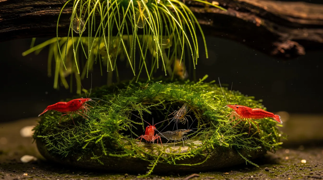 Moos im Garnelenaquarium — Arten, Pflege & Aufbinden: Javamoos (Taxiphyllum barbieri) — Der Allrounder