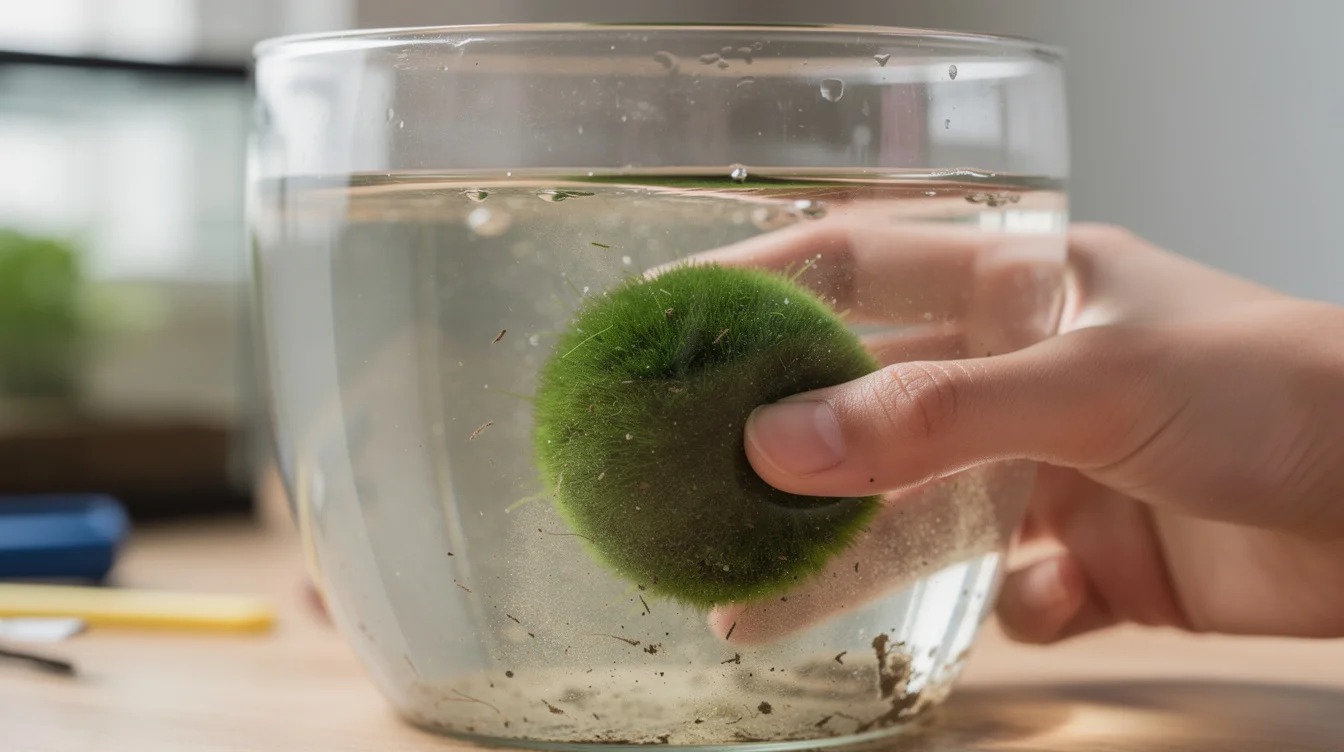 Mooskugel Marimo im Aquarium — Pflege, Garnelen und Sommertipps: Marimo Pflege — kaum Aufwand, viel Wirkung