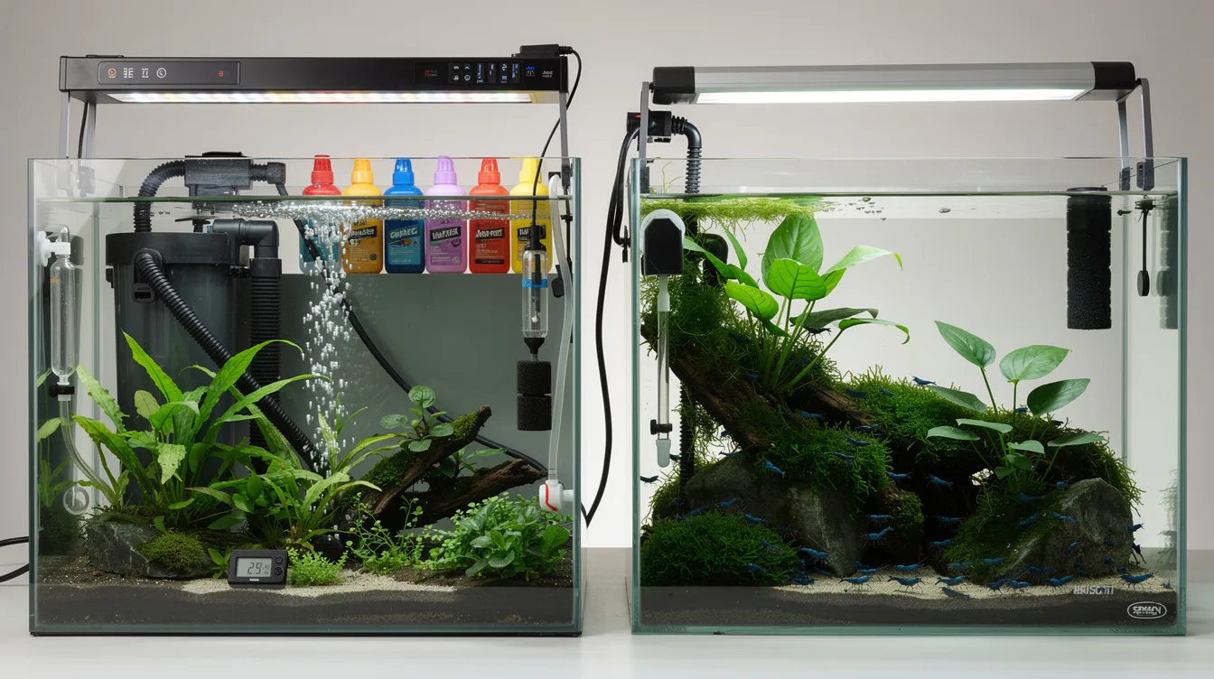 Nachhaltige Garnelenhaltung: Low-Tech, lokal, plastikfrei: Low-Tech-Becken: Weniger Technik, mehr Biologie