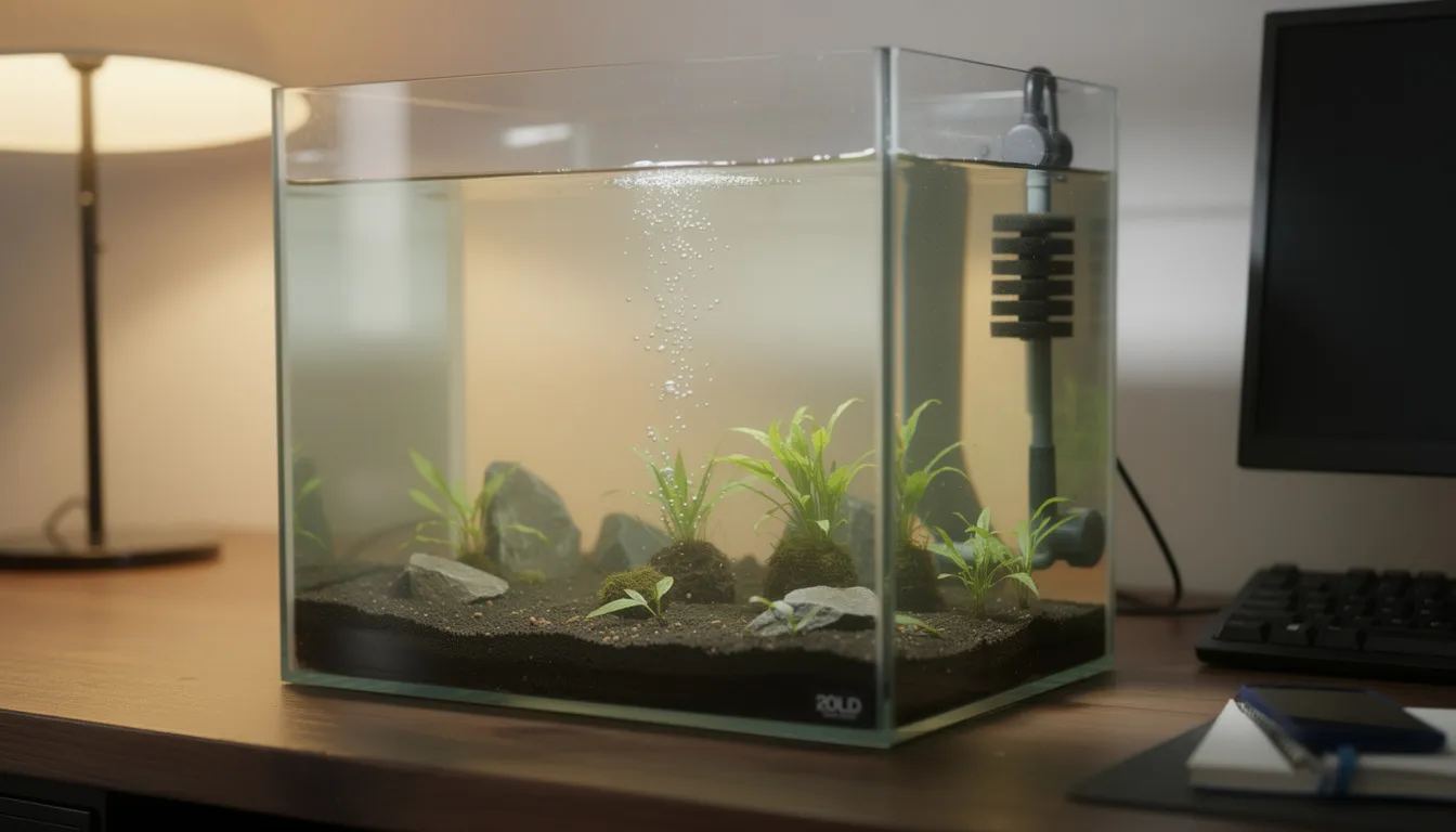 Frisch bepflanztes 20-Liter Nano-Cube ohne Tiere in der Einlaufphase