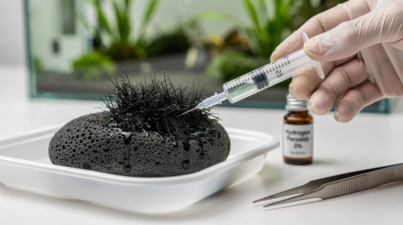 Pinselalgen im Aquarium — erkennen, Ursachen beheben, garnelensicher behandeln: Pinselalgen erkennen — wie sehen sie aus?