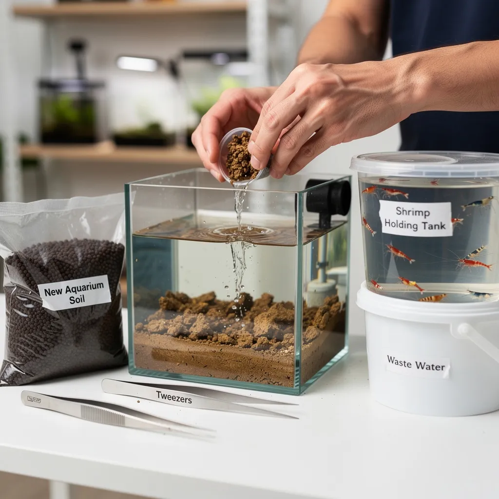 Alten Soil aus dem Garnelenbecken entfernen — Schritt im Komplettwechsel