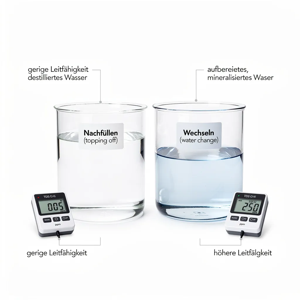 Unterschied zwischen Nachfüllen und Wasserwechsel mit verschiedenen Wassertypen